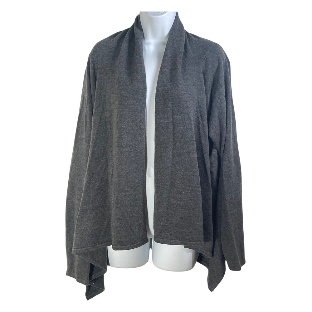 BASIC EDITIONS Gray Waterfall Cardigan Sweater XL vintage draped flowy 90s vamp